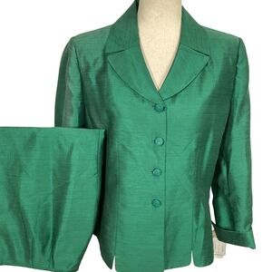 LE SUIT ESSENTIALS Skirt Set Womens Blazer 12 Skirt 16 Green Holiday‎ 2pc Flaws